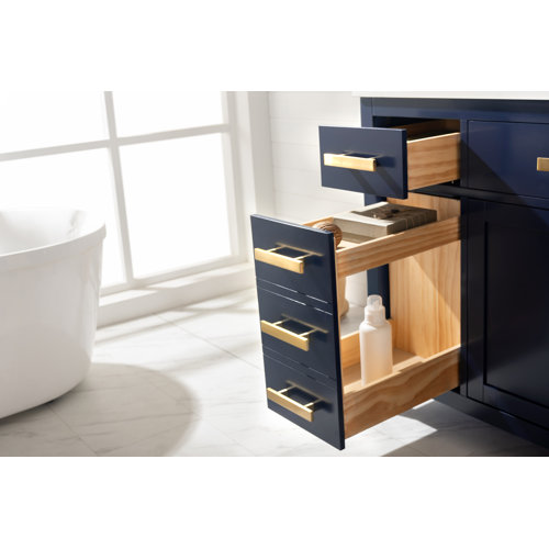 Breakwater Bay Oberlander 84'' Double Bathroom Vanity with Quartz Top